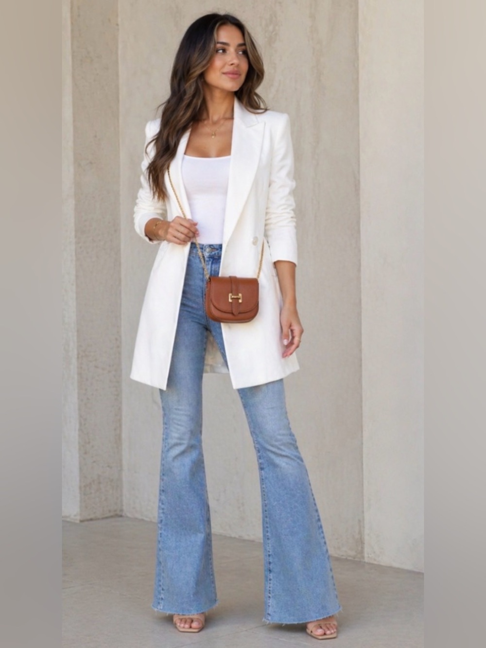 Leather Crossbody Saddle Bag in Brown with Gold Hardware